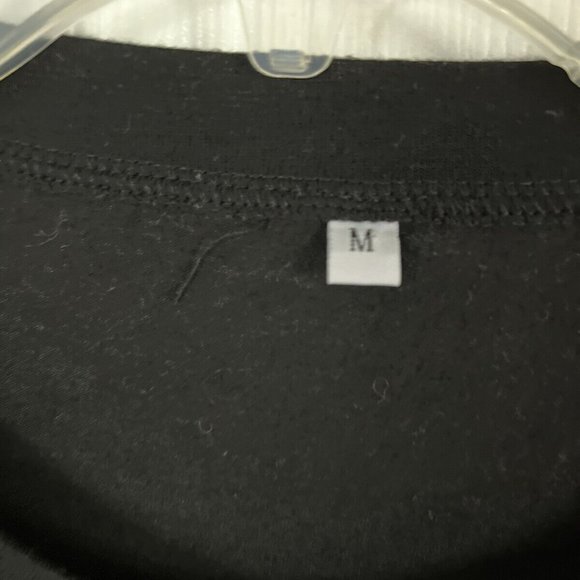 BLACK SHIRT WITH LEAPARD STRIPES ON SLEEVE &MIDDLE Size M - Picture 3 of 7